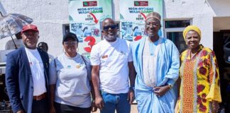 L-R: Managing Director, Highland Microfinance Bank, Mr Benjamin Mapac; an official of Plateau State Municipal Water Supply & Sanitation Agency (PLAMWASSA), Mrs. Kangyang Timothy; Executive Secretary/CEO, National Association of Microfinance Banks (NAMB), Mr. Eddy Orok; Chairman Board of Directors Highland MfB, Sen. Davou D. Zang; and Board Member Highland MfB, Mrs. Mary Y. Dung; during the launch of d MfB's WASH Loan in Jos